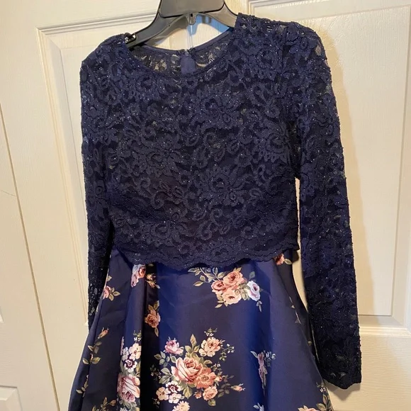 green emerald velvet dress Long Sleeve Fit Flare Denim Dress